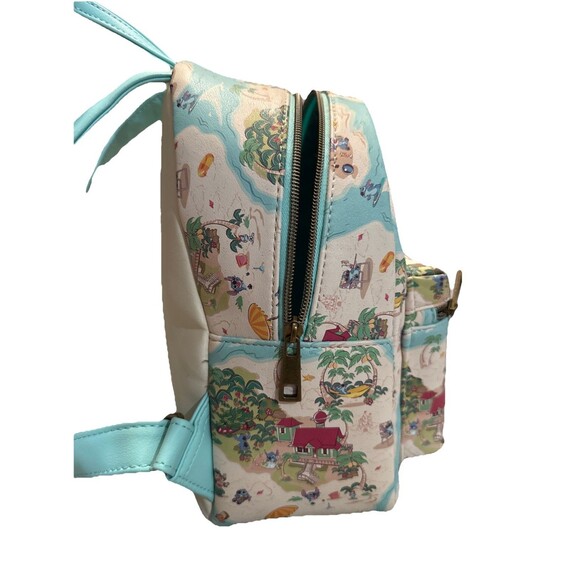 Disney Loungefly Lilo & Stitch Mini Backpack Beach Theme All Over Print - Picture 4 of 6
